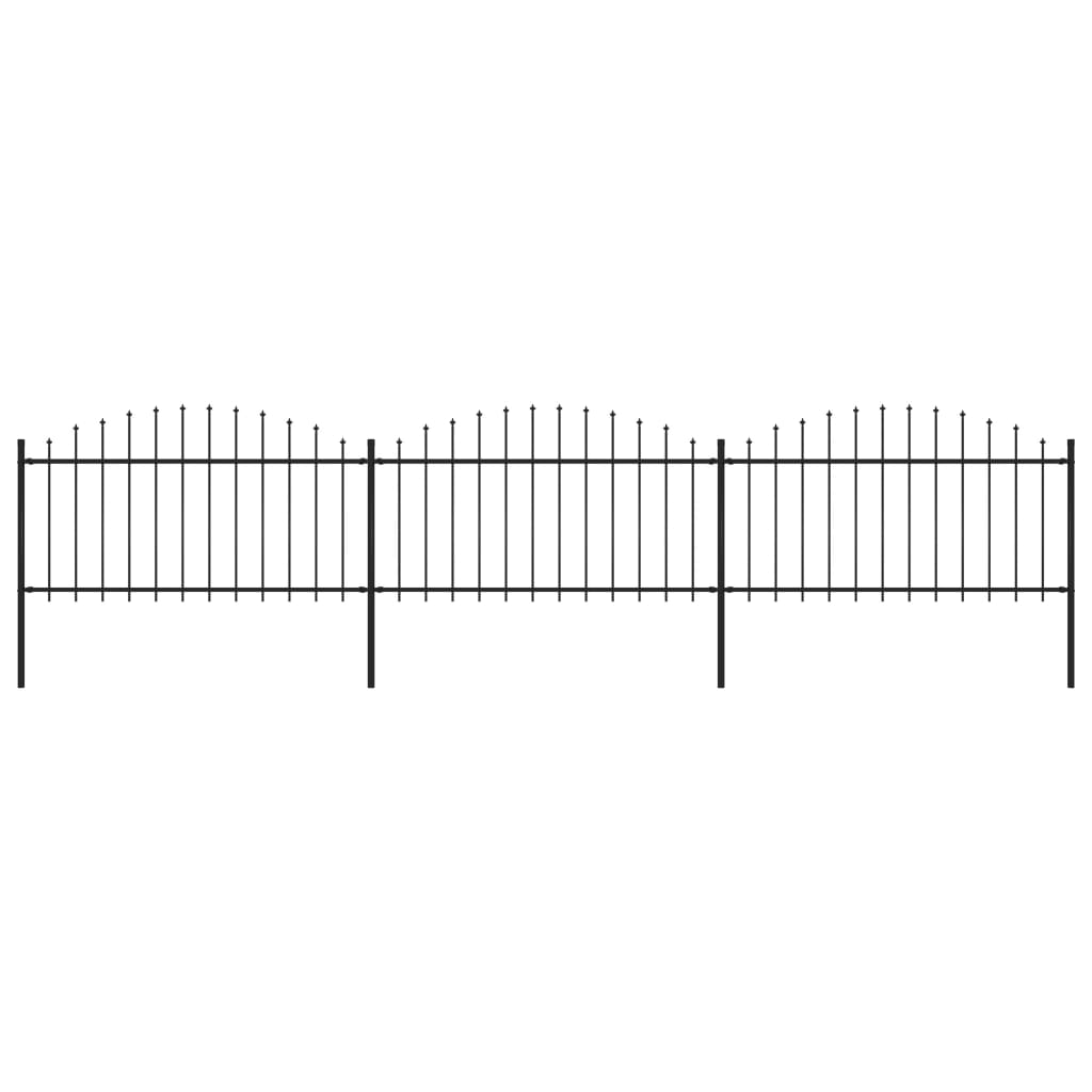 Recinzione Giardino Punta a Lancia (1,25-1,5)x5,1m Acciaio Nera