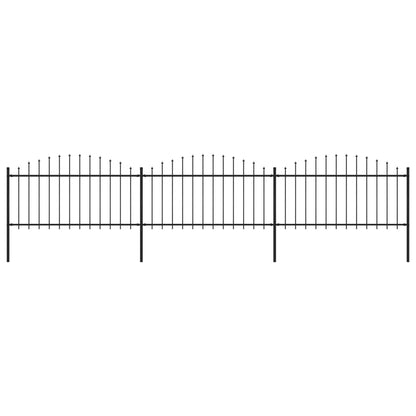 Recinzione Giardino Punta a Lancia (1,25-1,5)x5,1m Acciaio Nera