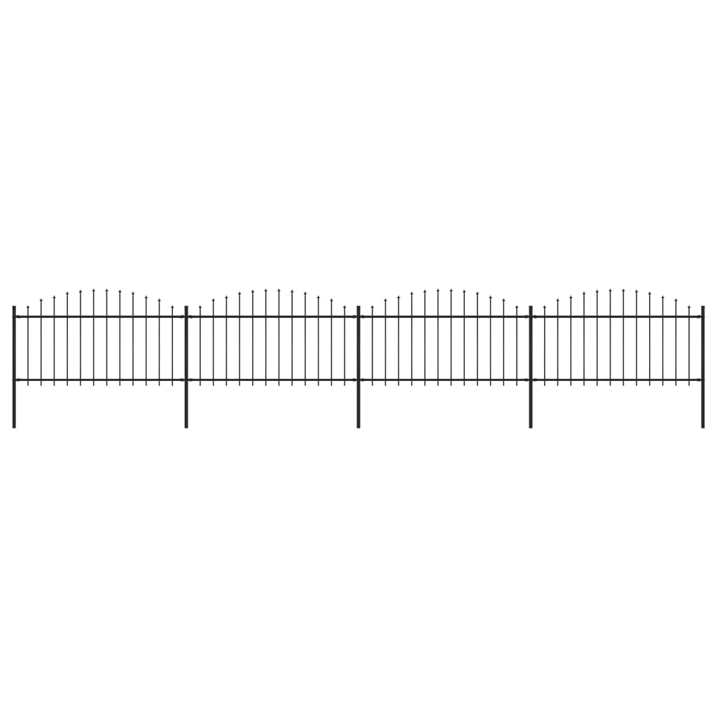 Recinzione Giardino Punta a Lancia (1,25-1,5)x3,4m Acciaio Nero