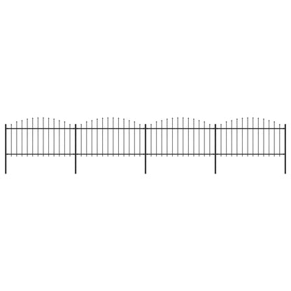 Recinzione Giardino Punta a Lancia (1,25-1,5)x3,4m Acciaio Nero
