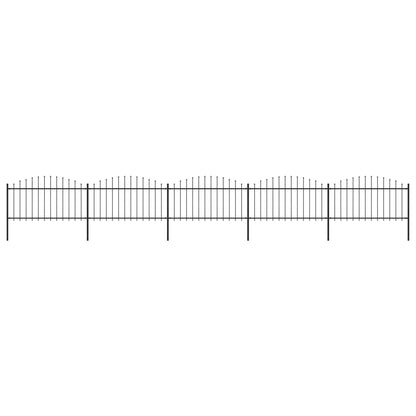 Recinzione Giardino Punta a Lancia (1,25-1,5)x8,5m Acciaio Nera