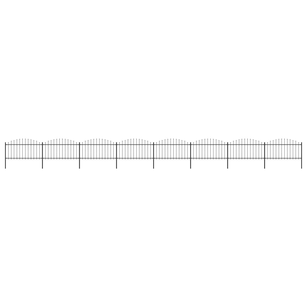Recinzione Giardino Punta a Lancia(1,25-1,5)x13,6m Acciaio Nero
