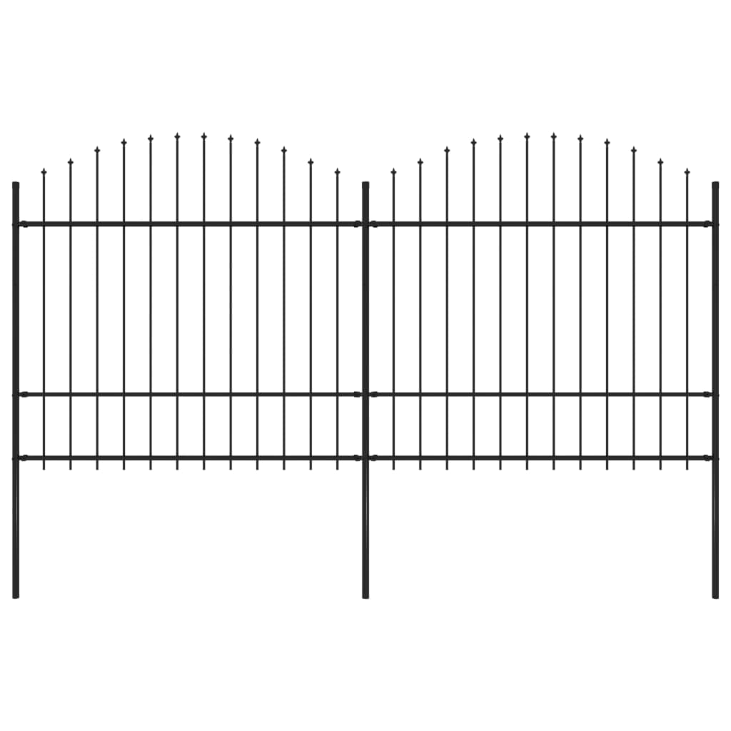 Recinzione Giardino Punta a Lancia (1,5-1,75)x3,4m Acciaio Nera