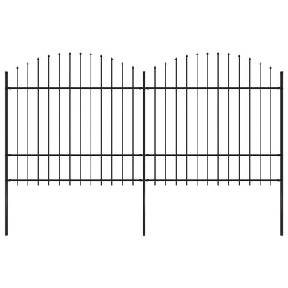 Recinzione Giardino Punta a Lancia (1,5-1,75)x3,4m Acciaio Nera