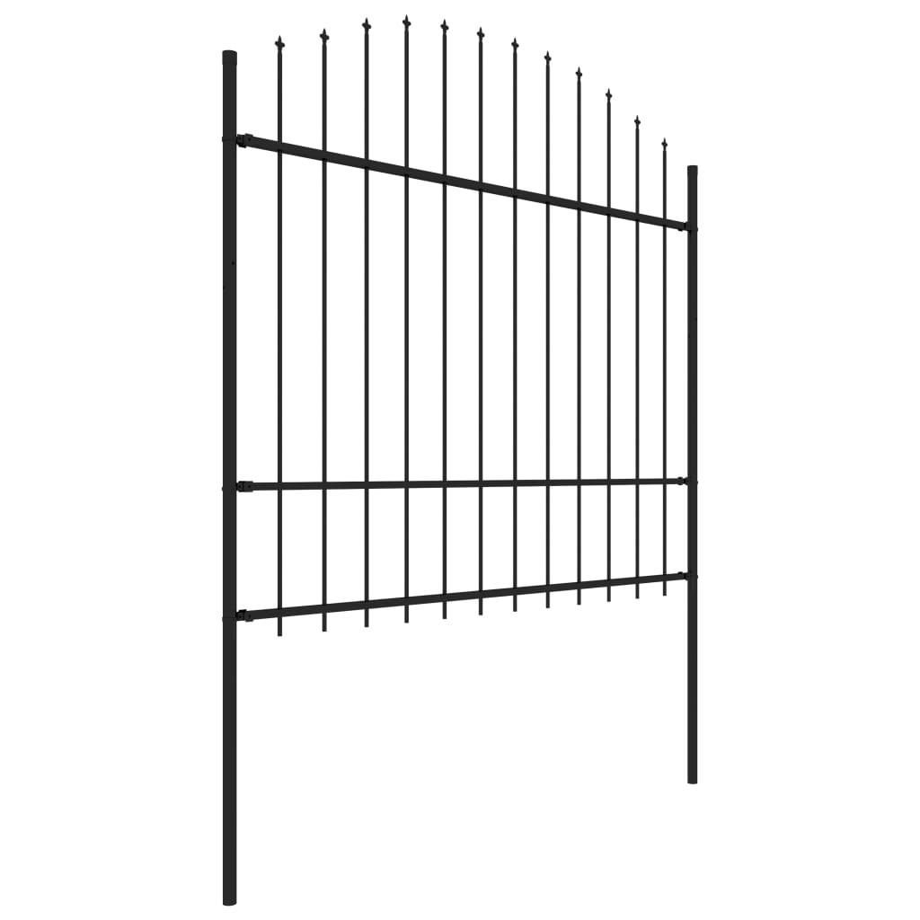 Recinzione Giardino Punta a Lancia (1,5-1,75)x3,4m Acciaio Nera