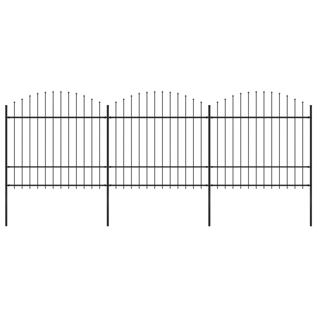 Recinzione Giardino Punta a Lancia (1,5-1,75)x5,1m Acciaio Nera