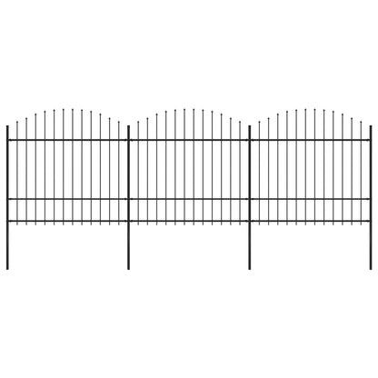 Recinzione Giardino Punta a Lancia (1,5-1,75)x5,1m Acciaio Nera