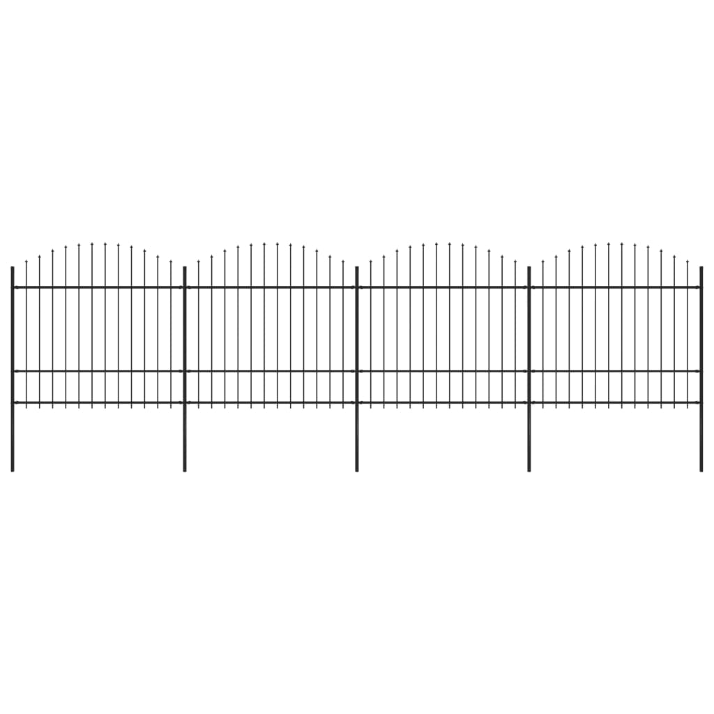 Recinzione Giardino Punta a Lancia (1,5-1,75)x6,8m Acciaio Nera