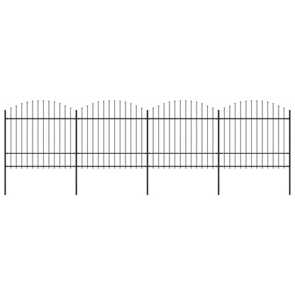 Recinzione Giardino Punta a Lancia (1,5-1,75)x6,8m Acciaio Nera