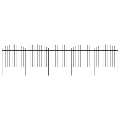 Recinzione Giardino Punta a Lancia (1,5-1,75)x8,5m Acciaio Nera