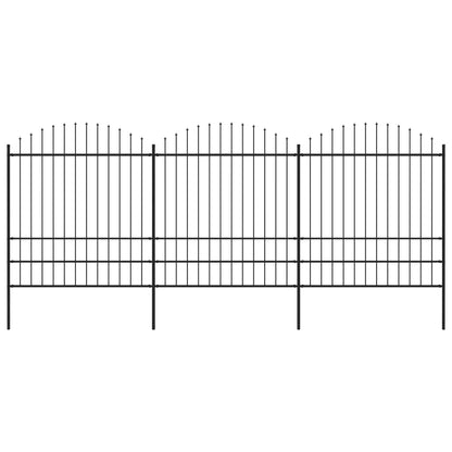 Recinzione Giardino Punta a Lancia (1,75-2)x5,1m Acciaio Nera