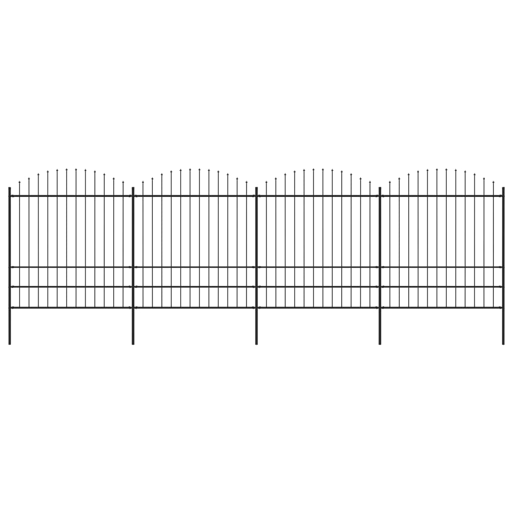 Recinzione Giardino Punta a Lancia (1,75-2)x6,8m Acciaio Nera