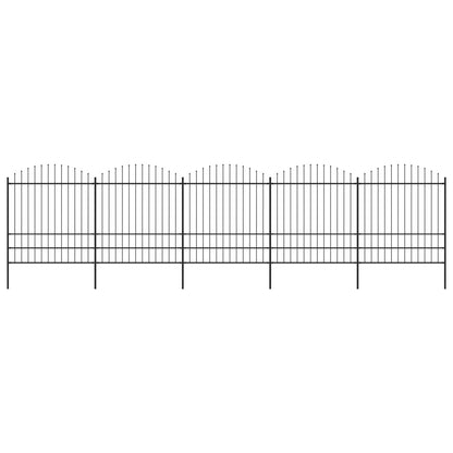 Recinzione Giardino Punta a Lancia (1,75-2)x8,5m Acciaio Nera
