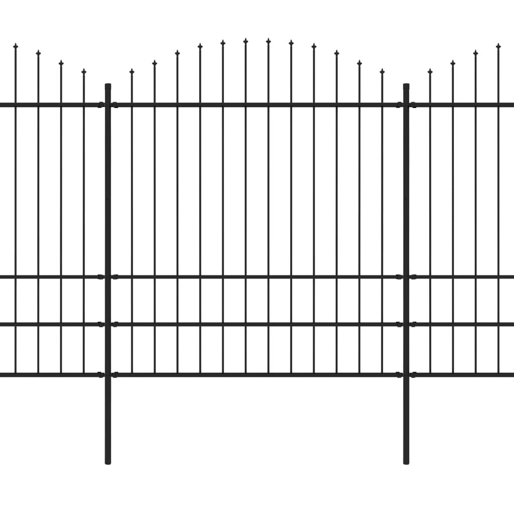 Recinzione Giardino Punta a Lancia (1,75-2)x11,9m Acciaio Nera