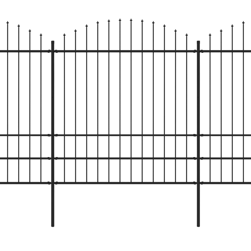 Recinzione Giardino Punta a Lancia (1,75-2)x13,6m Acciaio Nera