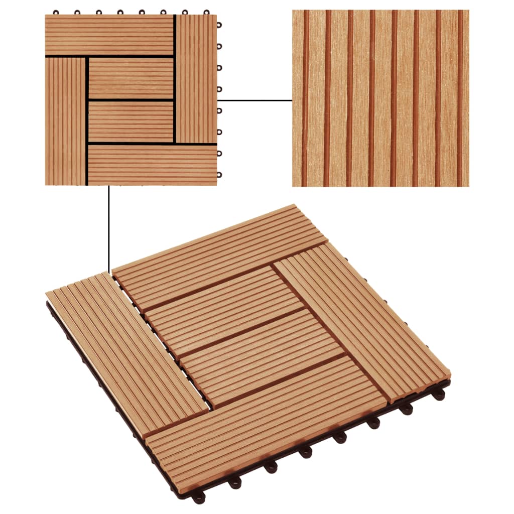 Piastrelle per Decking 22 pz 30x30cm 2mq in WPC Colore Teak