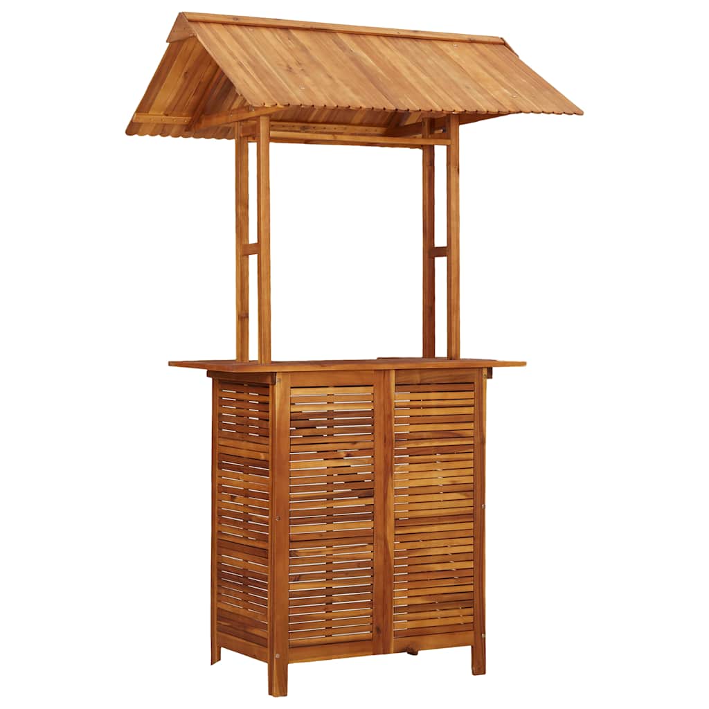 Tavolo Bar Esterno con Tetto 113x106x217cm Massello di Acacia