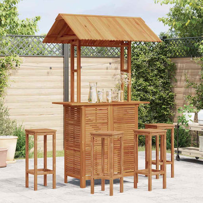 Tavolo Bar Esterno con Tetto 113x106x217cm Massello di Acacia