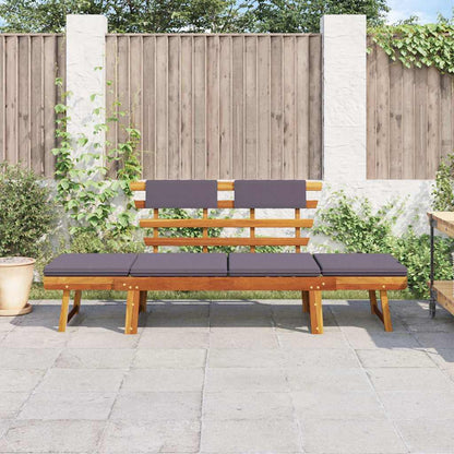 Lettino da Giardino 2 in 1 con Cuscino 190 cm Massello Acacia