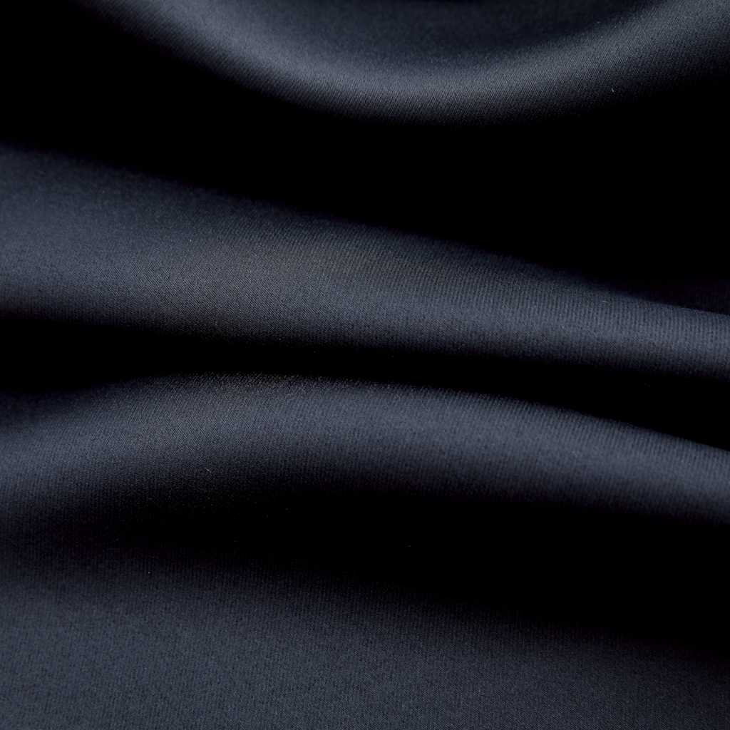 Tende Oscuranti con Anelli in Metallo 2 pz Nere 140x245 cm