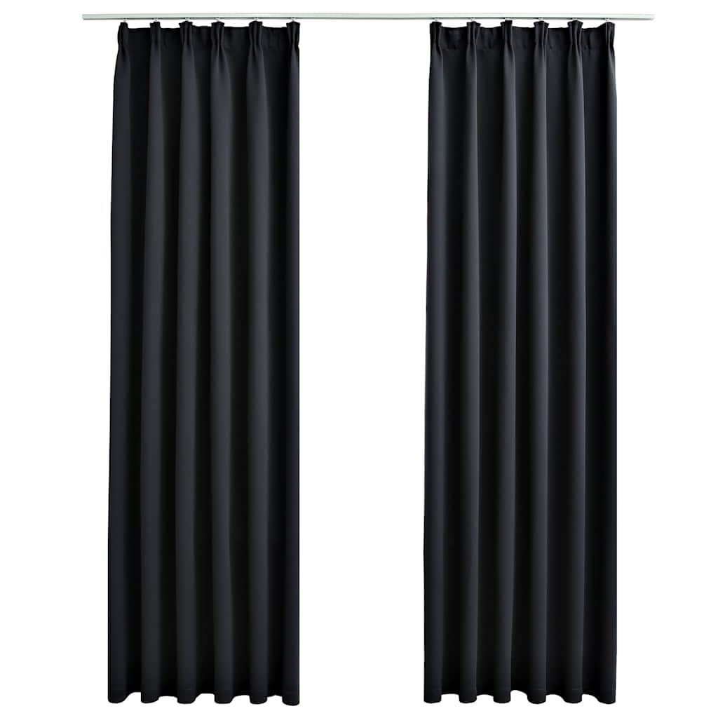 Tende Oscuranti con Ganci 2 pz Nere 140x175 cm
