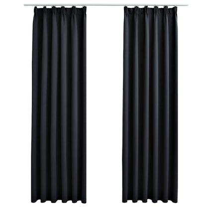 Tende Oscuranti con Ganci 2 pz Nere 140x175 cm
