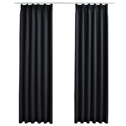 Tende Oscuranti con Ganci 2 pz Nere 140x225 cm