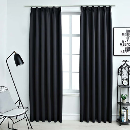 Tende Oscuranti con Ganci 2 pz Nere 140x225 cm