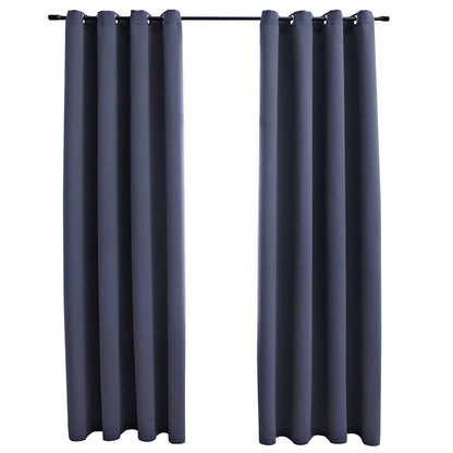 Tende Oscuranti con Anelli in Metallo 2 pz Antracite 140x245 cm