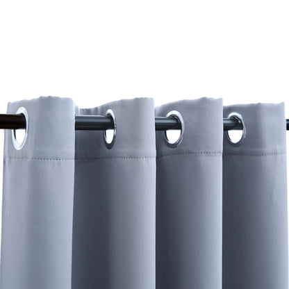 Tende Oscuranti con Anelli in Metallo 2 pz Grigie 140x245 cm