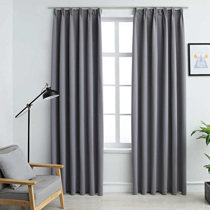 Tende Oscuranti con Ganci 2 pz Grigie 140x175 cm