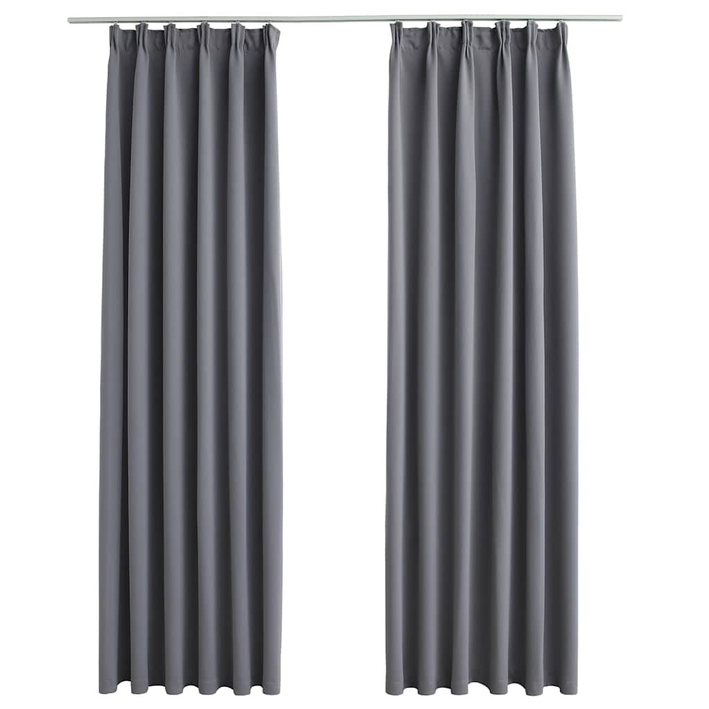 Tende Oscuranti con Ganci 2 pz Grigie 140x225 cm
