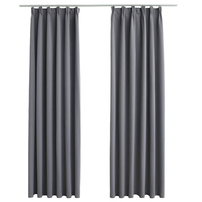 Tende Oscuranti con Ganci 2 pz Grigie 140x245 cm