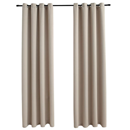 Tende Oscuranti con Anelli in Metallo 2 pz Beige 140x175 cm