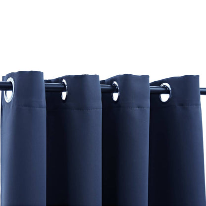 Tende Oscuranti con Anelli in Metallo 2 pz Blu 140x175 cm