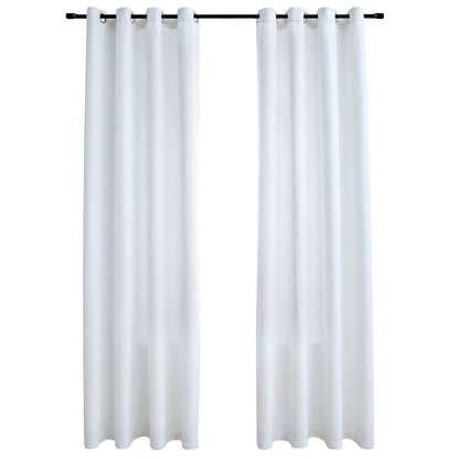 Tende Oscuranti con Anelli in Metallo 2 pz Avorio 140x225 cm