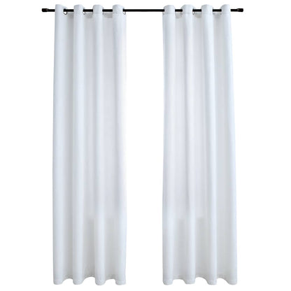 Tende Oscuranti con Anelli in Metallo 2 pz Avorio 140x245 cm