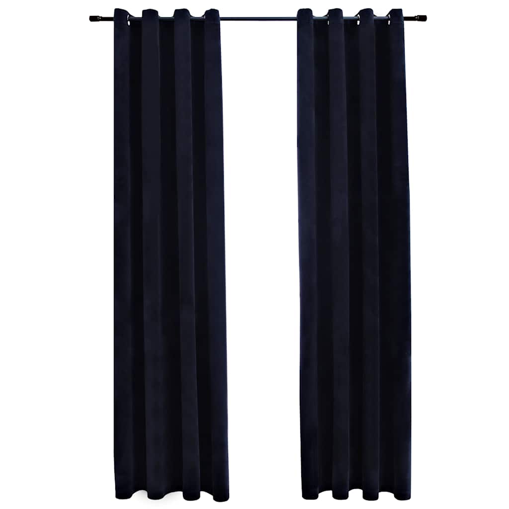 Tende Oscuranti con Anelli 2 pz Nere in Velluto 140x175 cm