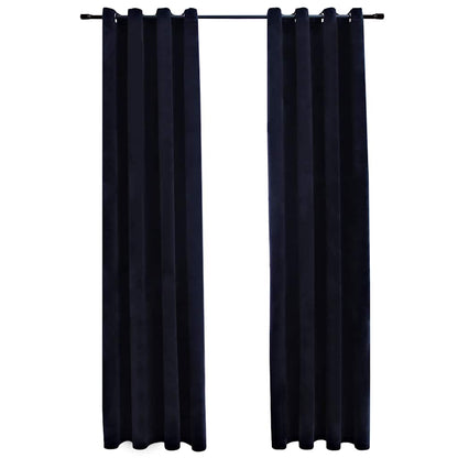 Tende Oscuranti con Anelli 2 pz Nere in Velluto 140x175 cm
