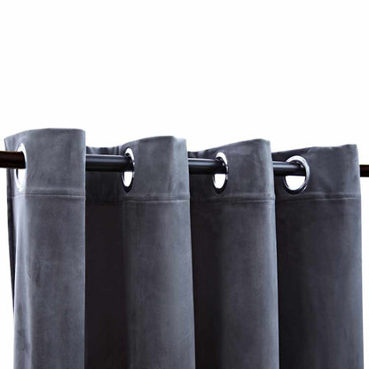 Tende Oscuranti con Anelli 2 pz Antracite in Velluto 140x245 cm