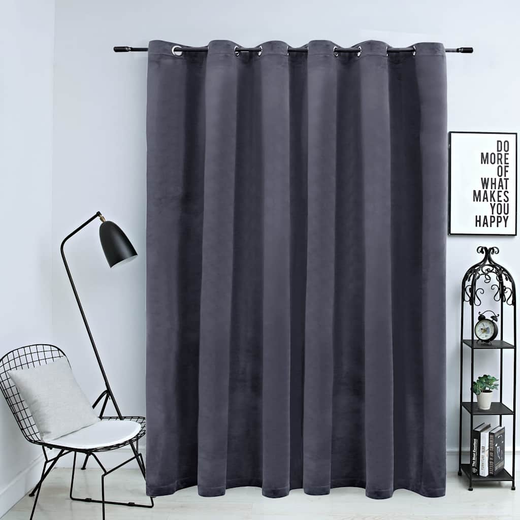 Tenda Oscurante Anelli in Metallo Velluto Antracite 290x245 cm