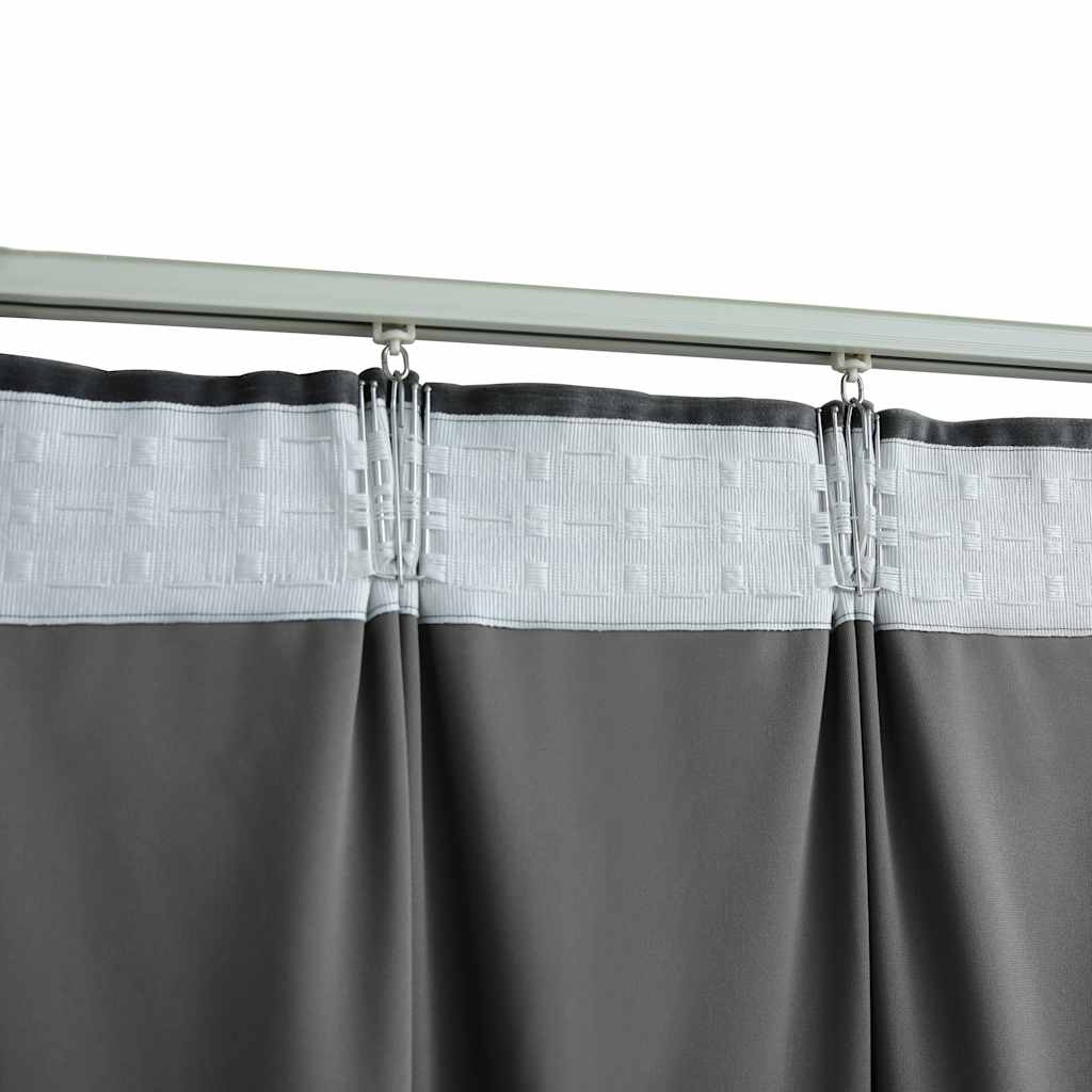 Tende Oscuranti con Ganci 2 pz Antracite in Velluto 140x175 cm