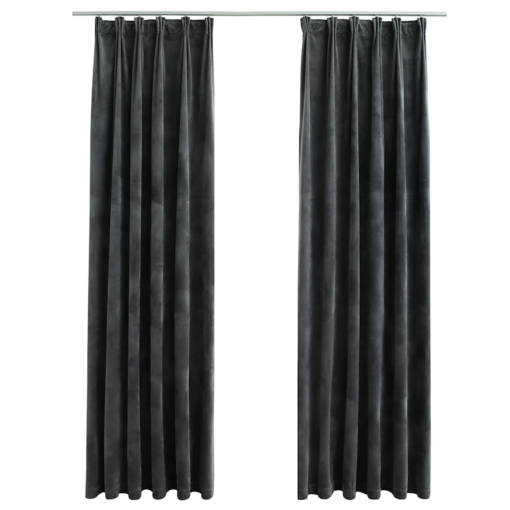 Tende Oscuranti con Ganci 2 pz Antracite in Velluto 140x225 cm