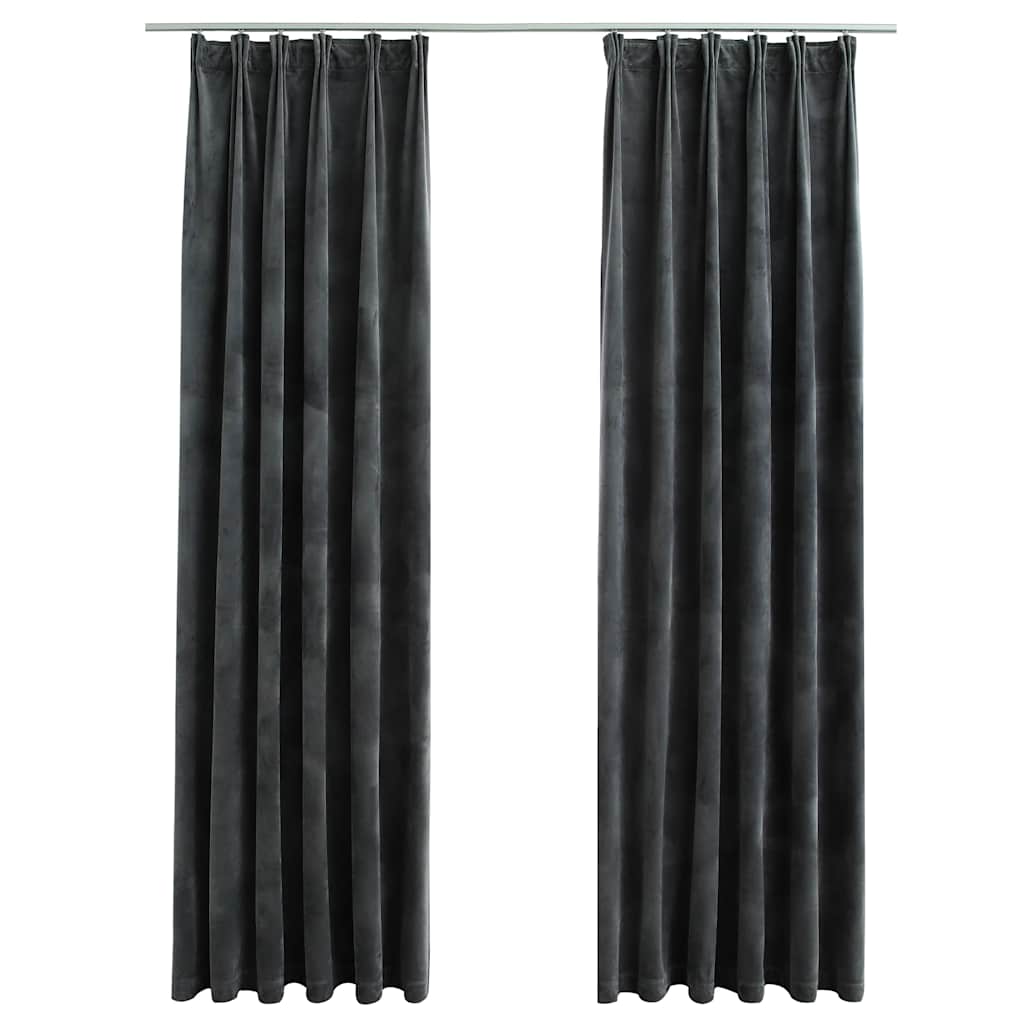 Tende Oscuranti con Ganci 2 pz Antracite in Velluto 140x245 cm
