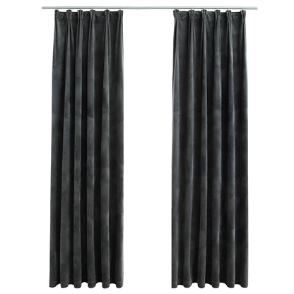 Tende Oscuranti con Ganci 2 pz Antracite in Velluto 140x245 cm