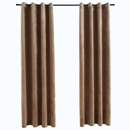 Tende Oscuranti con Anelli 2 pz Beige in Velluto 140x225 cm