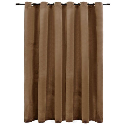 Tenda Oscurante con Anelli in Metallo Velluto Beige 290x245 cm