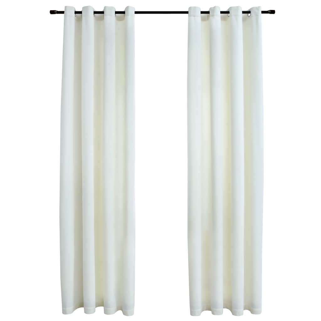 Tende Oscuranti con Anelli 2 pz Crema in Velluto 140x175 cm