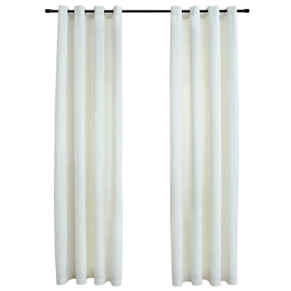 Tende Oscuranti con Anelli 2 pz Crema in Velluto 140x175 cm