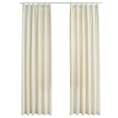 Tende Oscuranti con Ganci 2 pz Crema in Velluto 140x175 cm